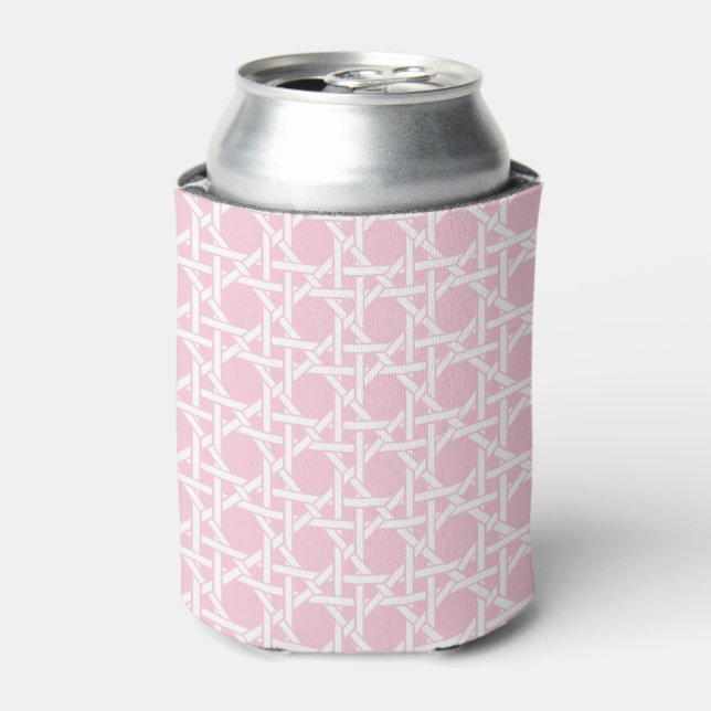 Porta-lata Tecido de Cana Rosa e Branco de Palm Beach (Can Front)