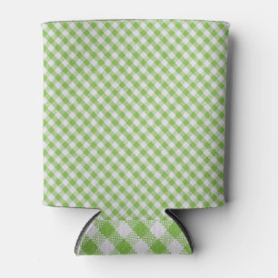Porta-lata Tecido verde com verificação: textura fechada.
