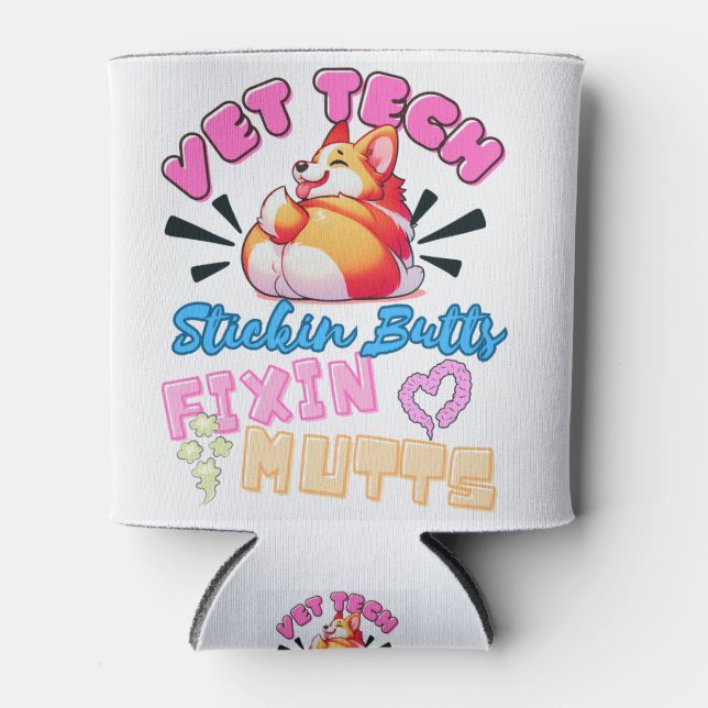 Porta-lata tecnologia de vet, técnico veterinário, engraçado, (Frente)