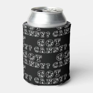 Porta-lata Tem o Candy? Halloween dos crânios preto e branco