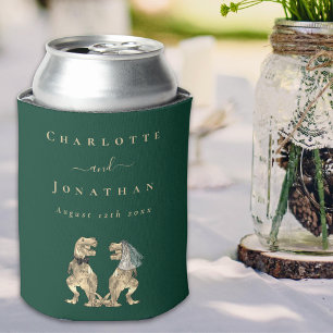 Porta-lata Tema Dinossauro Casamento Verde Escuro