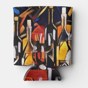 Porta-lata Temas do vinho Cubismo: Garrafas e Uvas