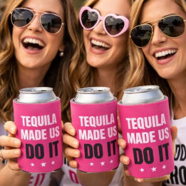 Porta-lata Tequila Made Us Do It | Bride Squad Drinking