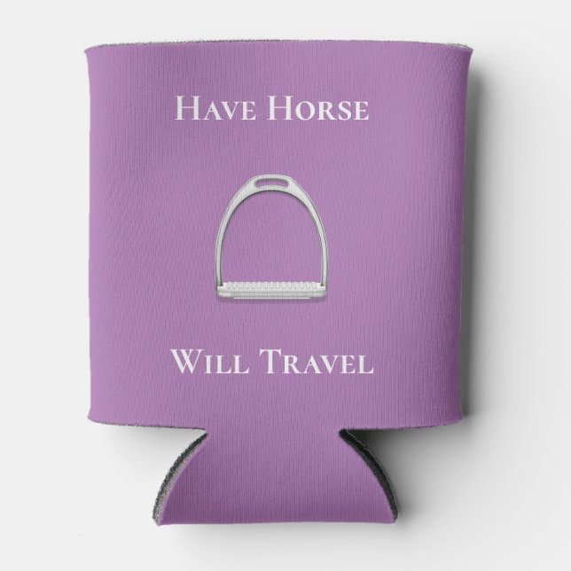 Porta-lata "Ter Viagem de Cavalo" Roxo Equestre (Frente)