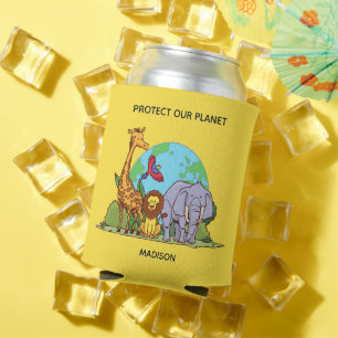 Porta-lata Terra de Texto Personalizado com Animais