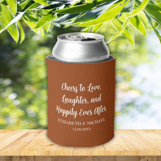 Porta-lata Terracotta Elegant Weders Cheers to Love (Terracotta Elegant Wedding Cheers to Love Can Cooler)