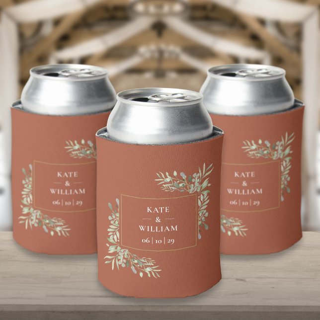 Porta-lata Terracotta Wedding Greenery Foliage Can Cooler (Terracotta Wedding Greenery Foliage Can Cooler)