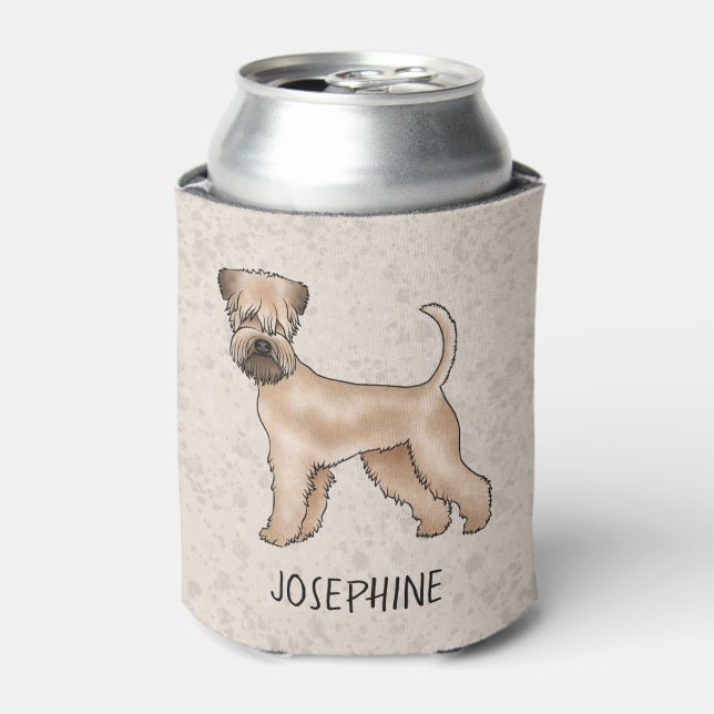 Porta-lata Terrier de Capa Mole Dourada em Pé sobre Fundo Beg (Can Front)