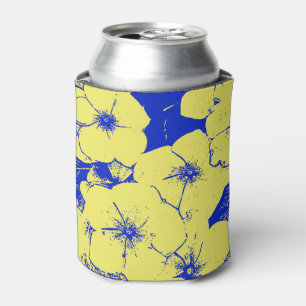 Porta-lata Teste padrão azul amarelo ensolarado floral