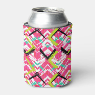 Porta-lata Teste padrão de ziguezague cor-de-rosa tirado mã