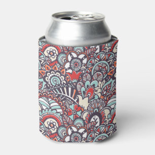 Porta-lata Teste padrão floral do Doodle de Paisley