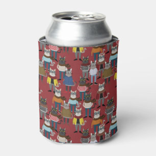 Porta-lata Teste padrão legal do gato do hipster