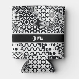 Porta-lata Teste padrão preto & branco personalizado, louco 7