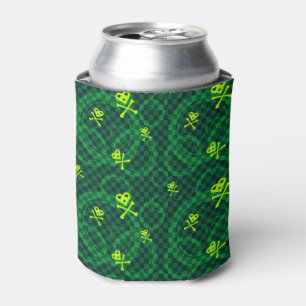 Porta-lata Teste padrão verde de Emo com círculos