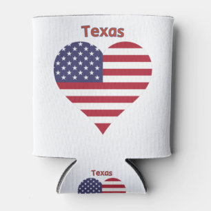 Porta-lata Texas American Flag Heart