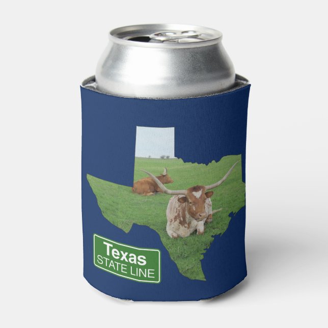 Porta-lata Texas Longhorn Steer State Line Sinal (Can Front)