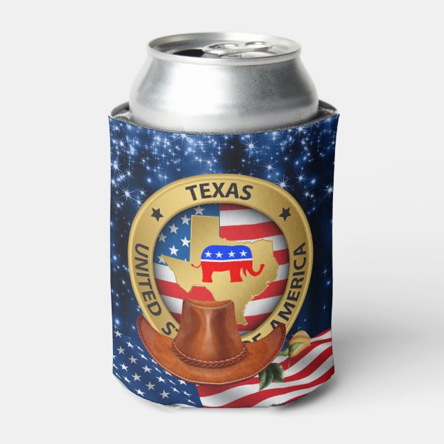 Porta-lata Texas Republican Can Cooler (Can Front)