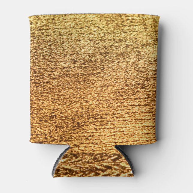 Porta-lata Têxtil ouro: fundo macro glamouroso. (Frente)