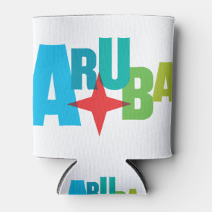 Porta-lata Texto Aruba Colorido com Design Red Star