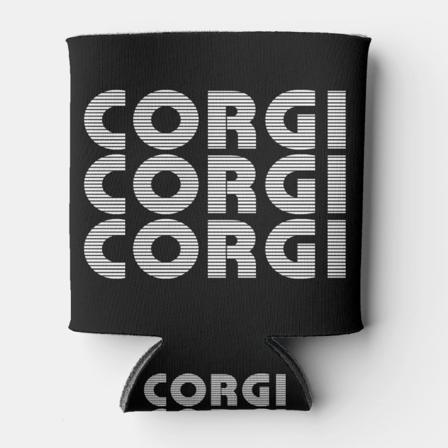 Porta-lata Texto Branco Moderno do Corgi (Frente)