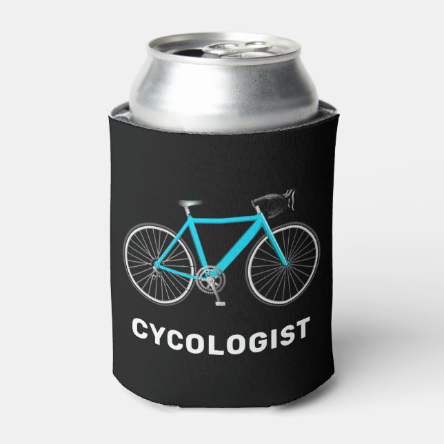 Porta-lata Texto do Cycologista e Bicicleta Aqua (Can Front)