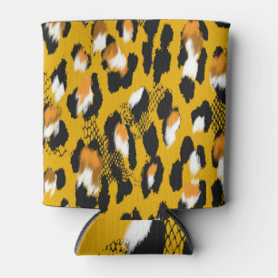 Porta-lata Texto do Leopardo Fundo de Impressão de Animais