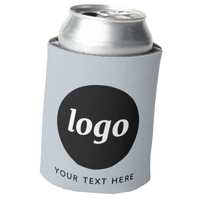 Porta-lata Texto simples para logotipo Promocional comercial  (Simple logo with custom text business branding promotional can cooler in pale pastel powder blue
)
