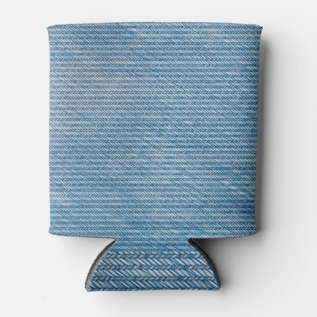 Porta-lata Textura de Jeans de Denim Azul Invisível (Frente)