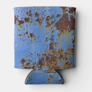 Porta-lata Textura de metal e tinta azul.