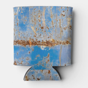 Porta-lata Textura de metal enferrujado, decor arranhado azul