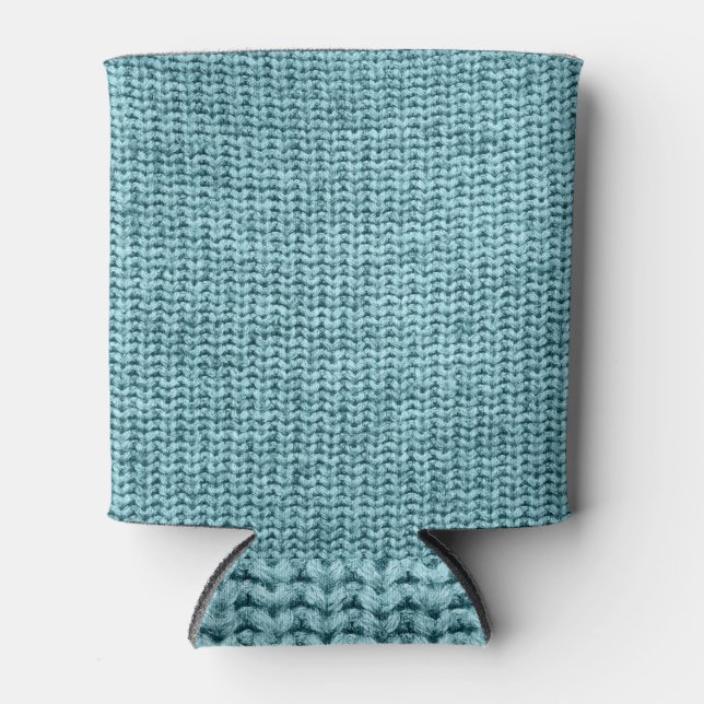 Porta-lata Textura De Suéter De Inverno Turquesa. (Frente)