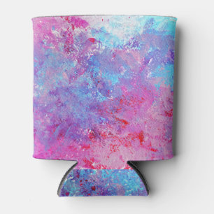 Porta-lata Textura rosa-azul criativa, manchas de tinta.