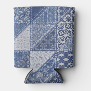 Porta-lata Textura Vintage de Correção de Triângulo Denim.