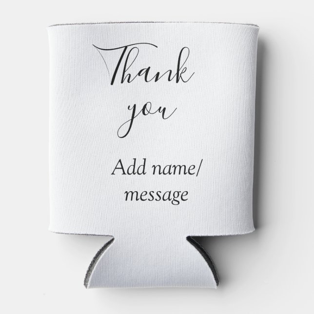 Porta-lata Thank you add name message simple stylish calligra (Frente)