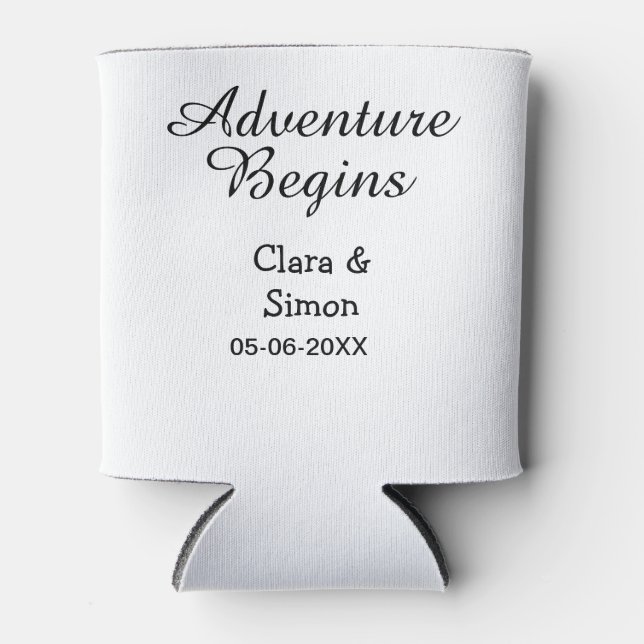 Porta-lata The adventure begins wedding couple name datsimple (Frente)