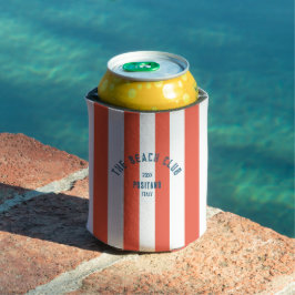 Porta-lata The Beach Club Crest Orange Red Cabana Stripe