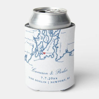 Porta-lata The Bohlin Wedding Favor Can Cooler Newport RI Map