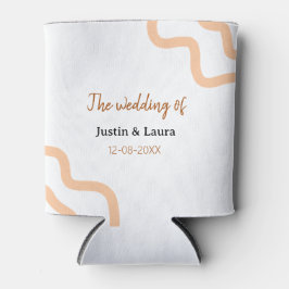 Porta-lata The wedding of add bride groom name date peach