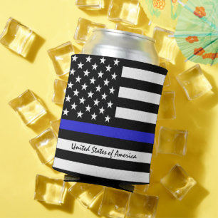 Porta-lata Thin Blue Line e polícia de bandeira americana /