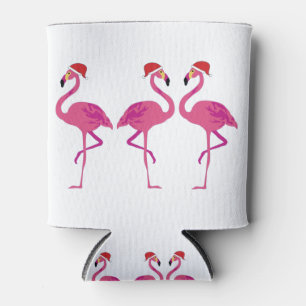 Porta-lata Three Christmas Flamingos