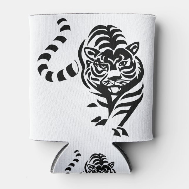 Porta-lata Tiger Cat Grandes Stripes Brancas Negras Prowl Wal (Frente)