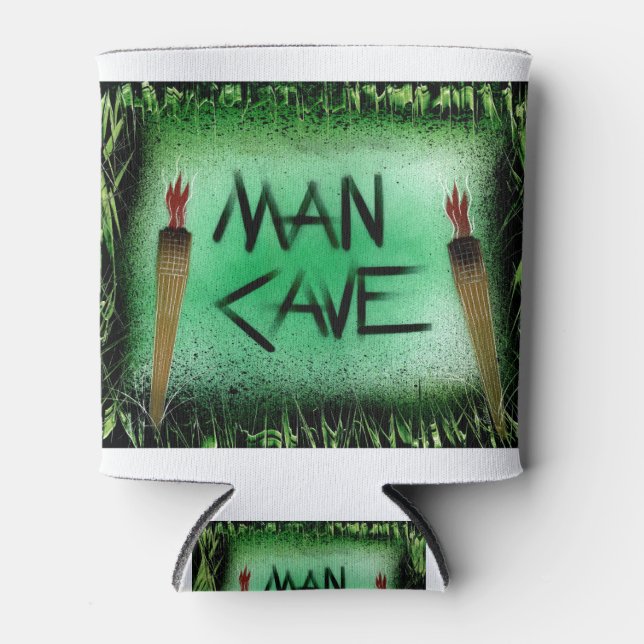 Porta-lata Tiki Torch Man Cave Green (Frente)