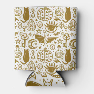 Porta-lata Tinta de ouro de Halloween, padrão de silhueta sem