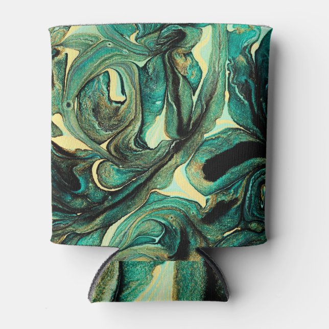 Porta-lata Tintas acrílicas aquamarinas: fundo abstrato. (Frente)