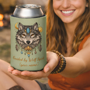 Porta-lata Tótem Lobo Tribal: Animal Espiritual Personalizado