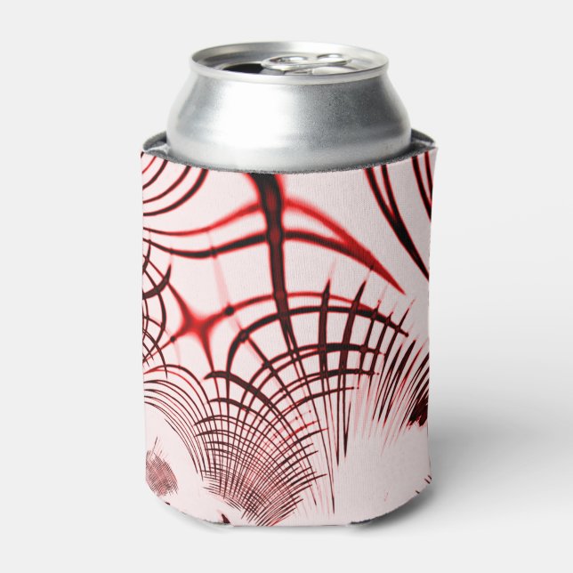 Porta-lata Traços curvos vermelhos cruzados sobre fundo leve (Can Front)