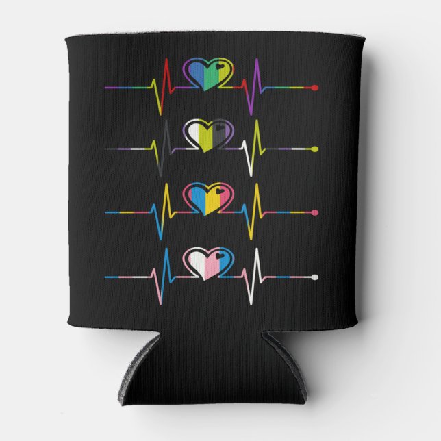 Porta-lata Transgender Pansexual Non Binary Flag Heartbeat (Frente)