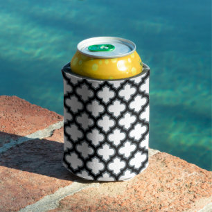Porta-lata Trellis branca e preta, lete, quatrefoil