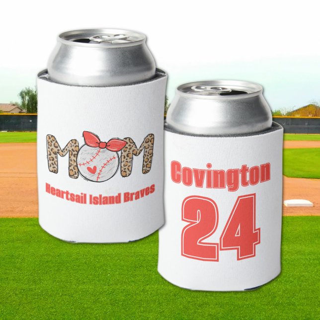 Porta-lata Trendy Hand desenhou Baseball Mãe Personalizada (Trendy Baseball Mom Personalized Can Cooler)