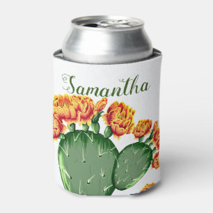 Porta-lata Trendy Orange Flower Prickly Pear Cactus